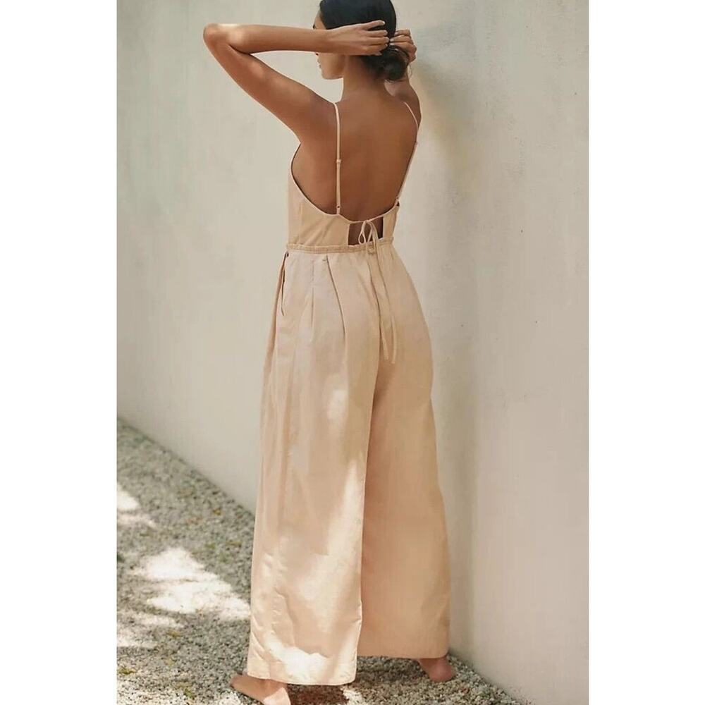 By Anthropologie High Tide Wide Leg One Piece Jumpsuit Peach Cream BOHO Size XXS - Picture 6 of 10